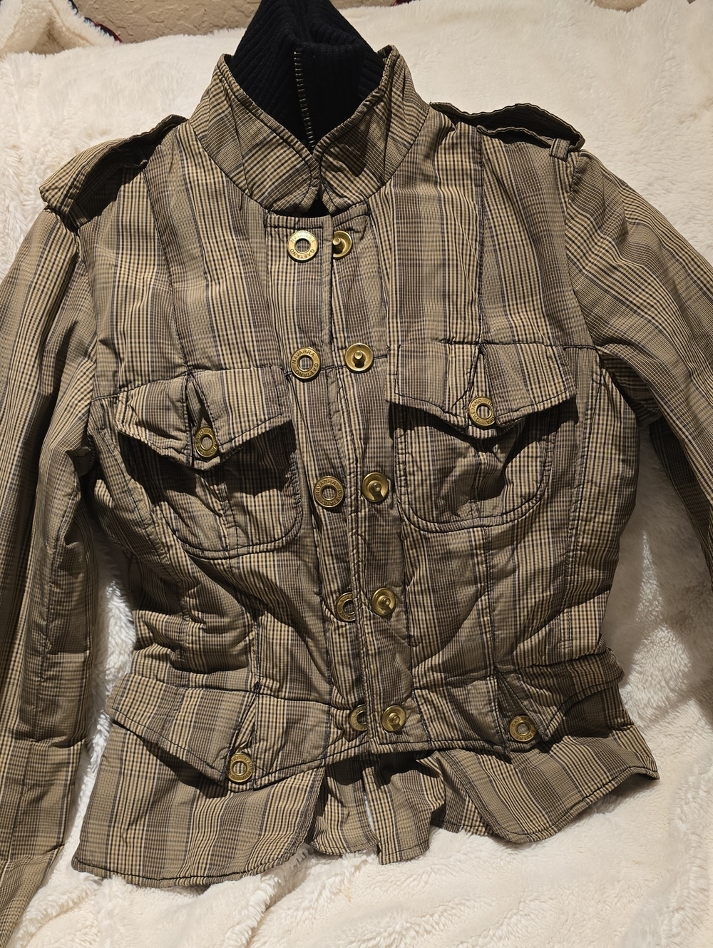 🚀 Plaid Utility Jacket in Tan Small
